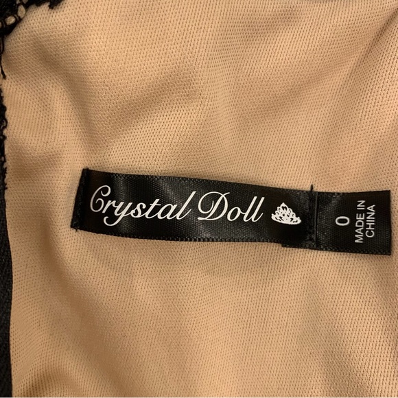 Crystal Doll Black /Beige Sequined High Low Formal Dress Size 0 - Picture 7 of 14